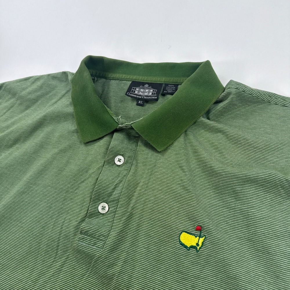 Masters Augusta National Polo Shirt Mens XL Green Striped Italy Cotton Clubhouse